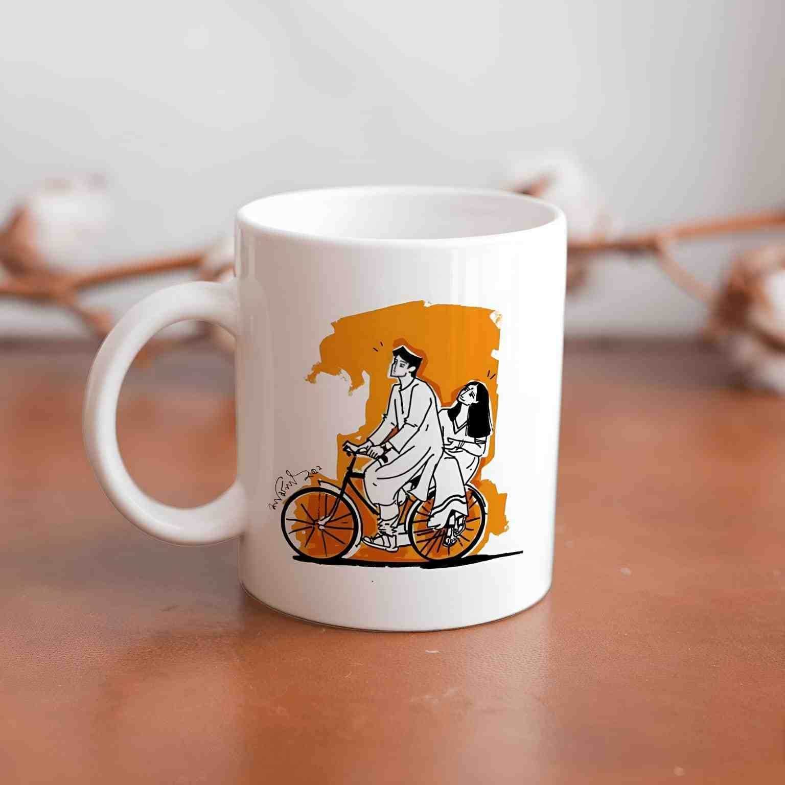 Romantic Couple on cycle Printed Coffee Mug - Default