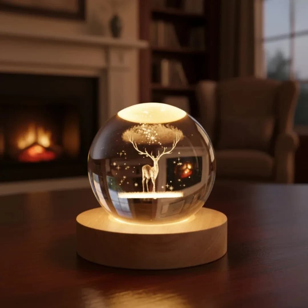 3D Deer Crystal Ball Night Light — Unisex