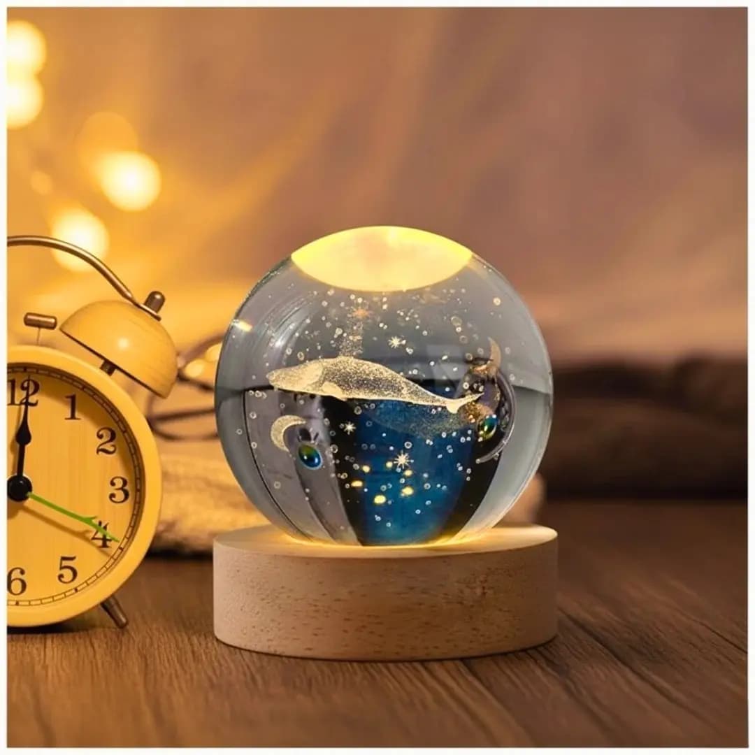 3D Whale Crystal Ball Night Light — Unisex