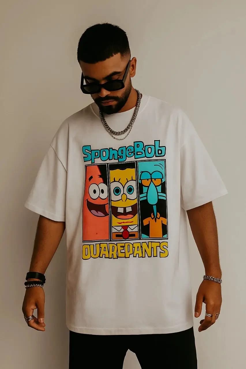 Oversize Printed t-shirt | cartoon graphic t shirt | SpongeBob Quarepants — Unisex
