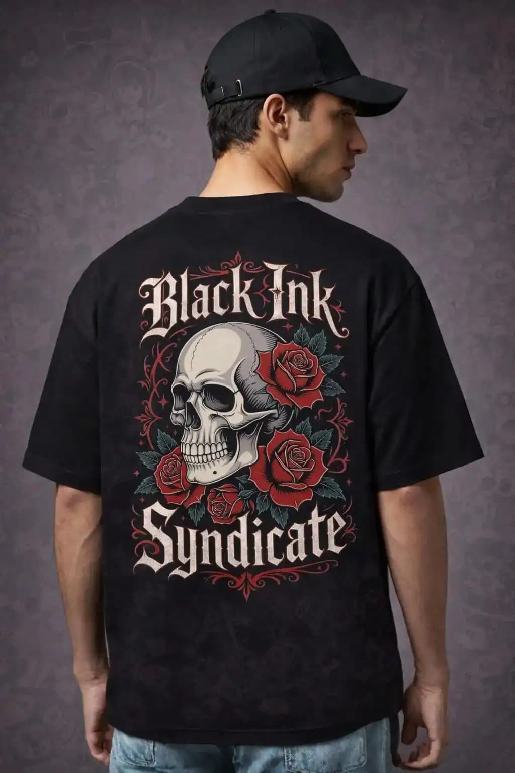 Oversized Black T-Shirt - "Black Ink Syndicate" | Dark Streetwear Aesthetic — Unisex