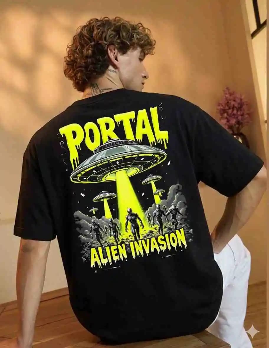 Oversized T-shirt | Portal Alien Invasion — Unisex
