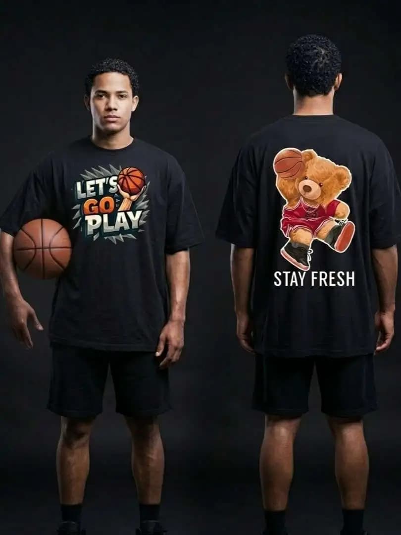 Oversized Black Graphic T-Shirt | Streetwear Basketball - Black
