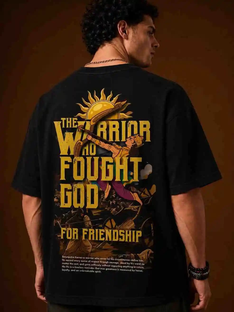 Karna Warrior Oversized Black Round Neck T-Shirt — Unisex