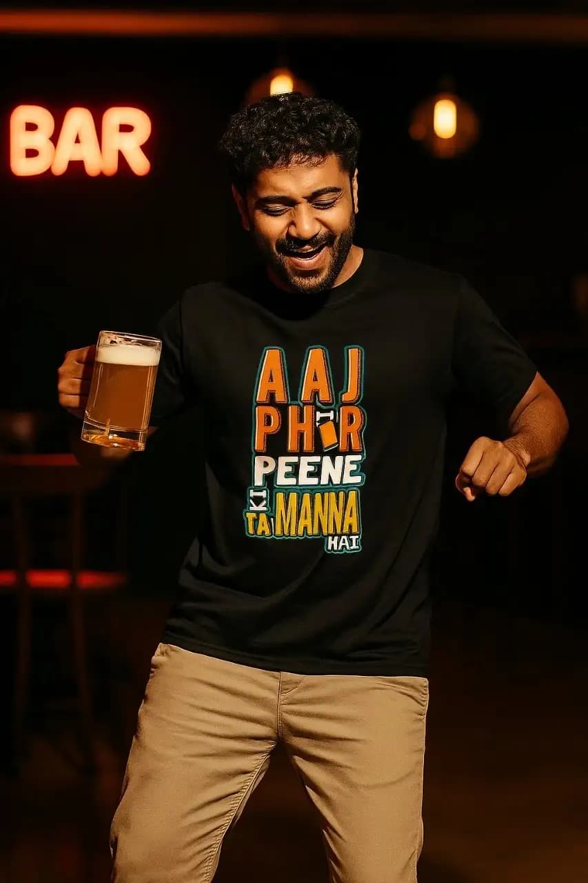 Beer Lover Printed T-Shirts | AAJ PHIR PEENE KI TA MANNA HAI — Unisex