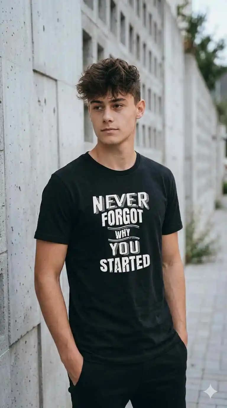 Printed T-shirt | Never Forget Why You Started — Unisex