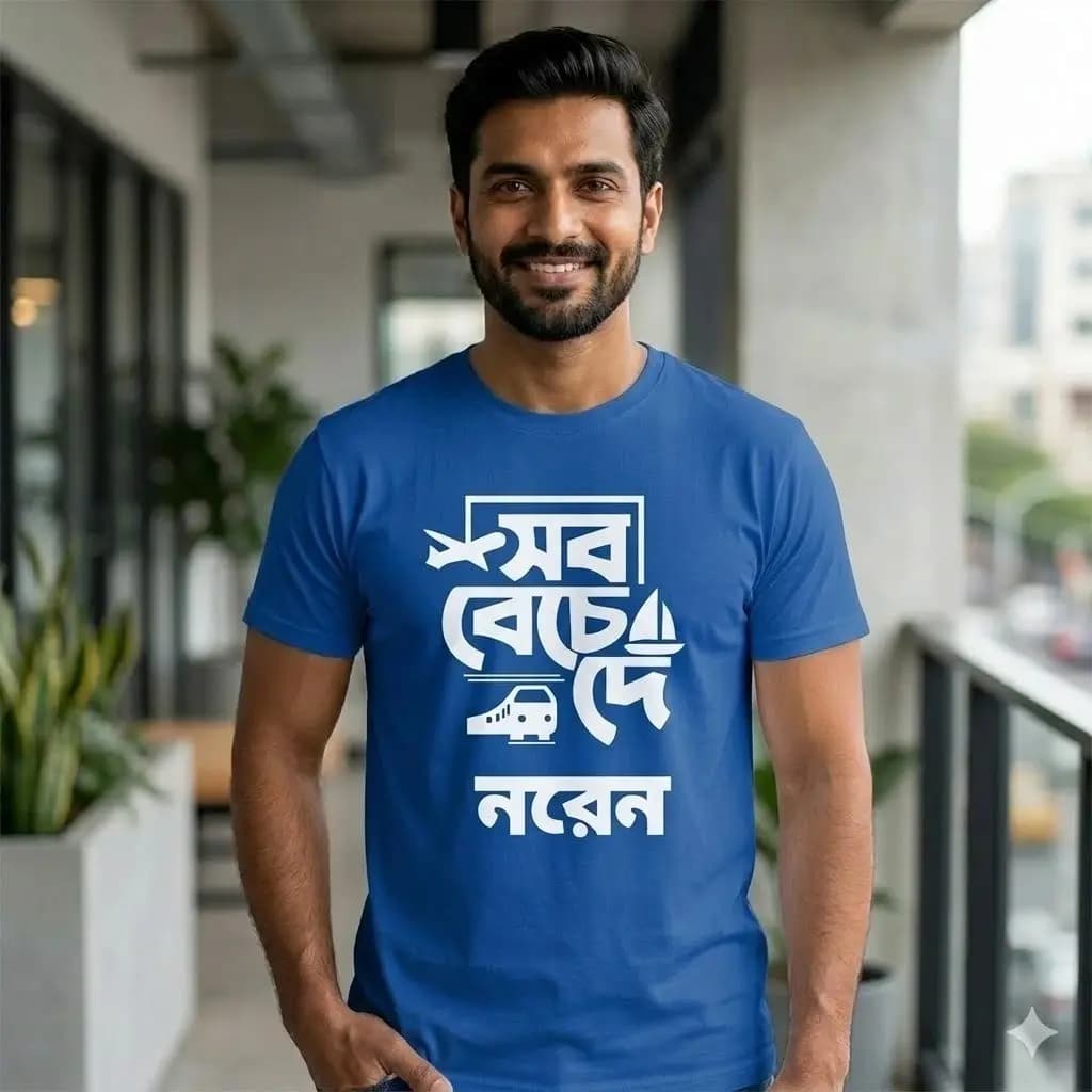 Bengali Printed T-Shirts | Sab Beche De Naren | — Unisex