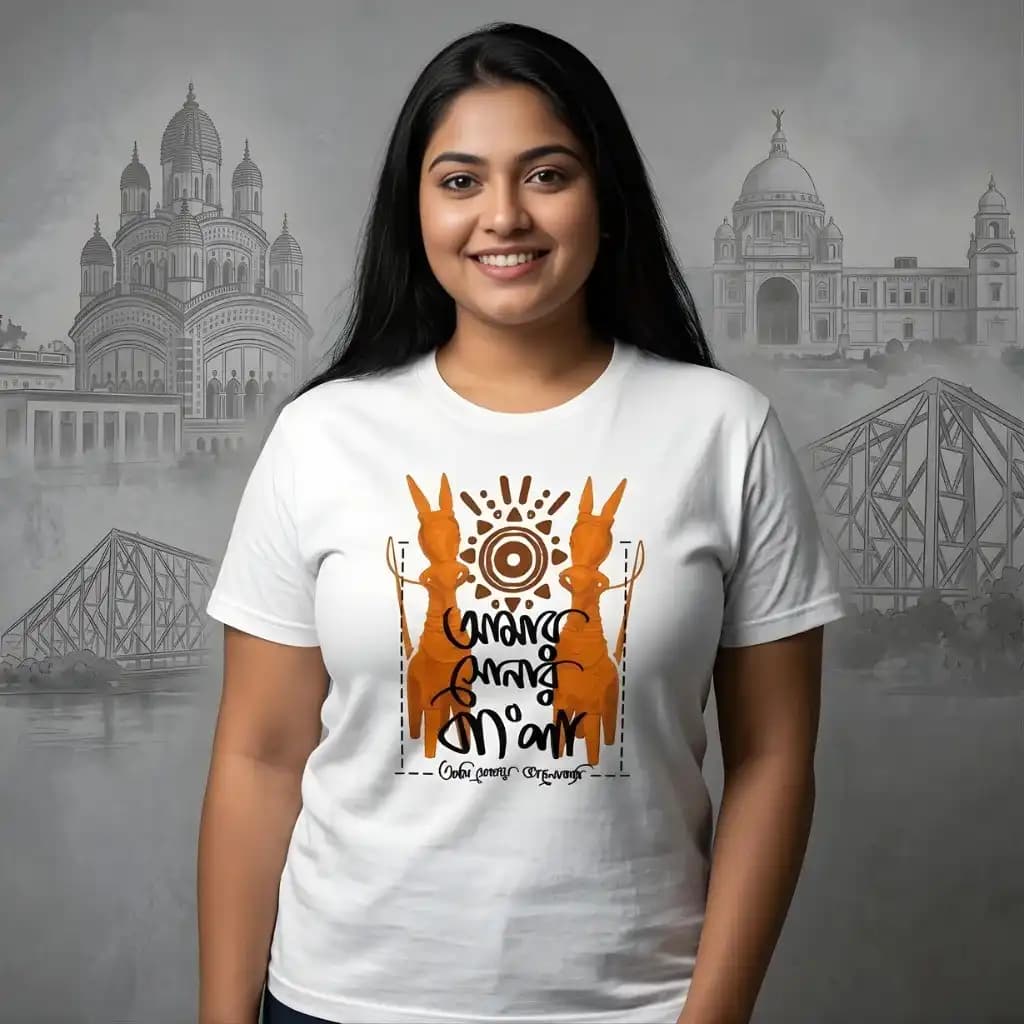 Amar sonar Bangla Ami tomay Bhalobasi | Bengali Typography Printed T-shirt - White