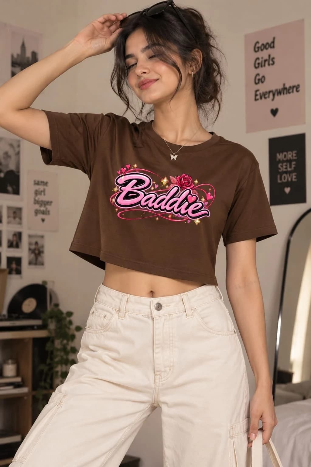 Baddie Printed Crop Top for Women — Unisex