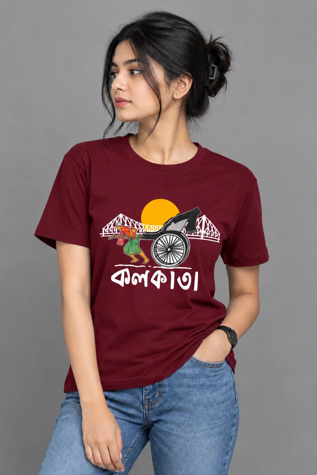 Kolkata Howrah Bridge Graphic Black T-Shirt — Unisex